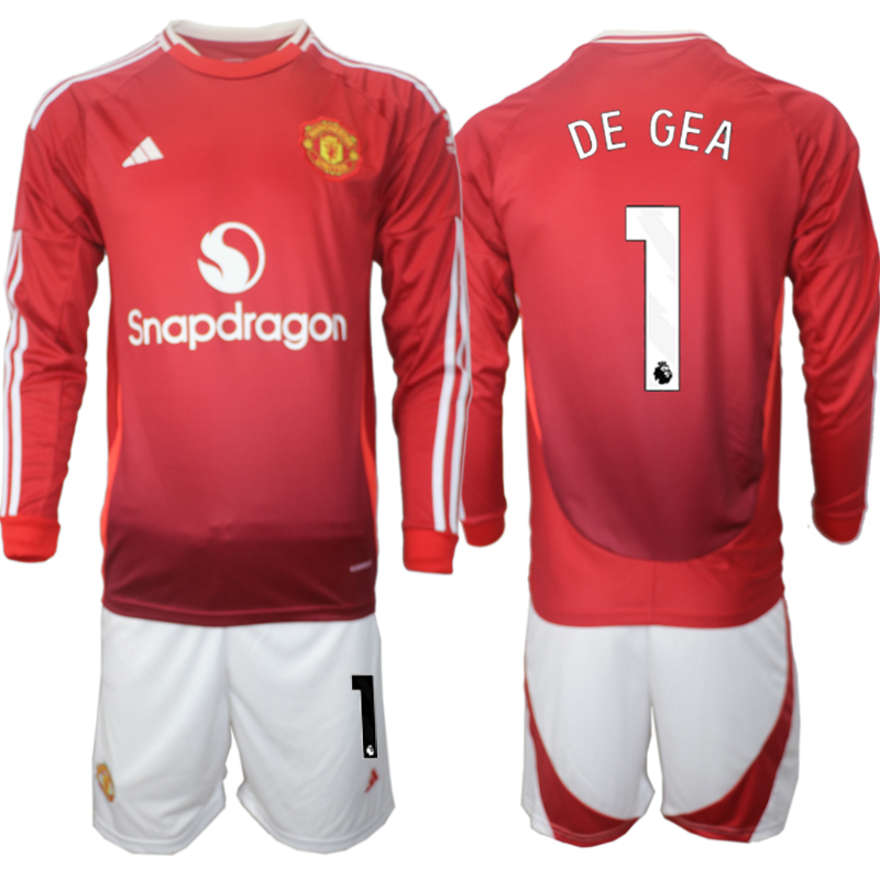 Men 2024-2025 Club Manchester United home Long Sleeves Red #1 Soccer Jersey->manchester united jersey->Soccer Club Jersey